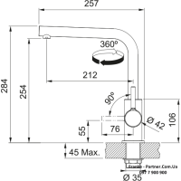 Кухонний змішувач Franke Lina L Shape | сірий сланець | 115.0733.714
