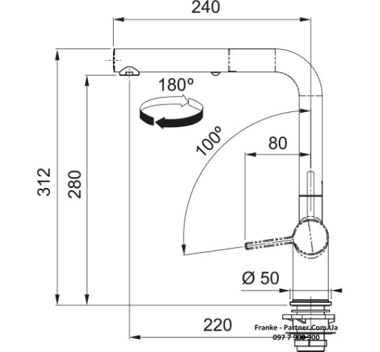 Смеситель кухонный Franke Active L Pull Out | вытяжное излияние | функция душа ламинарный поток воды сахара | 115.0653.388