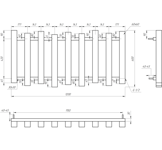 Радиатор отопления Genesis-Aqua Wave 60x120 см
