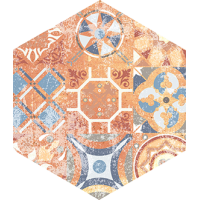 Heksagon Плитка напольная Flamenco Красный Patchwork NAT 28x33 код 6431 Nowa Gala