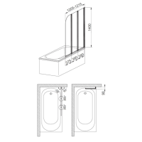 Штора для ванни універсальна Aquaform MODERN 3 профіль хром мат (170-06956P)