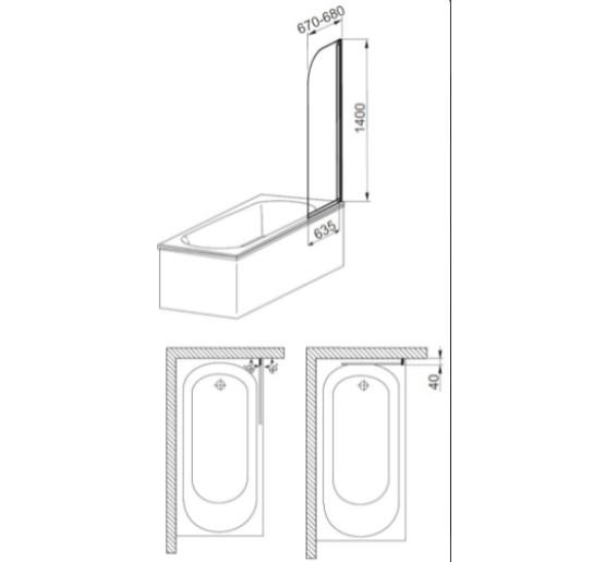  Штора для ванны универсальная Aquaform MODERN 1 профиль хром (170-06990P) 