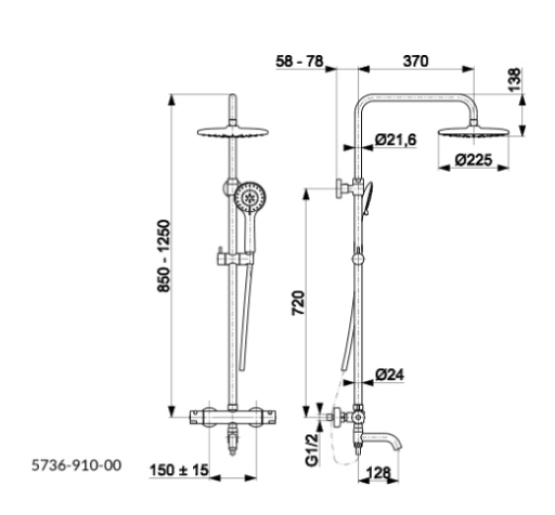 Душова система KFA Armatura MOZA хром з термостатичним змішувачем