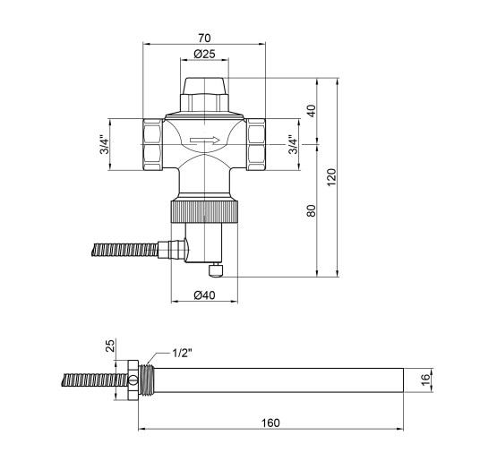 Клапан теплового сброса Icma 3/4" №605