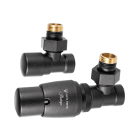 Дизайн крани радіаторні Vario Term Royal з термоголовкою 1/2” x 1/2” чорний