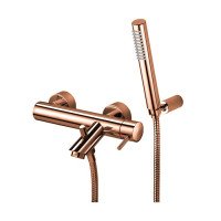 Змішувач для ванни Paffoni Light (колір - рожеве золото), із регульованим душовим гарнітуром