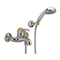 Змішувач для ванни Paffoni Flavia (колір - хром/золото), з регульованим душовим гарнітуром