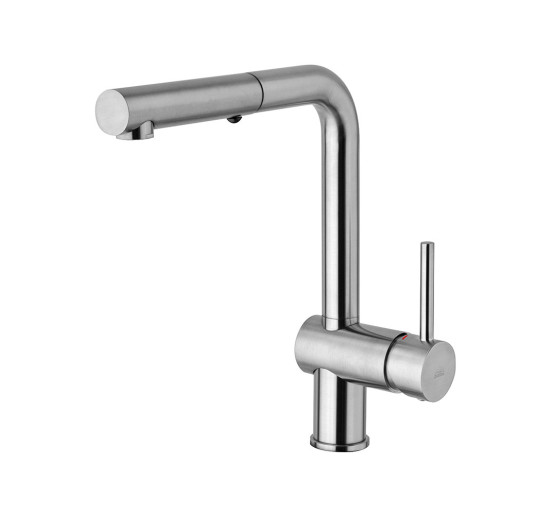 Смеситель для кухни, с вытяжным изливом Paffoni Light (цвет – сталь)