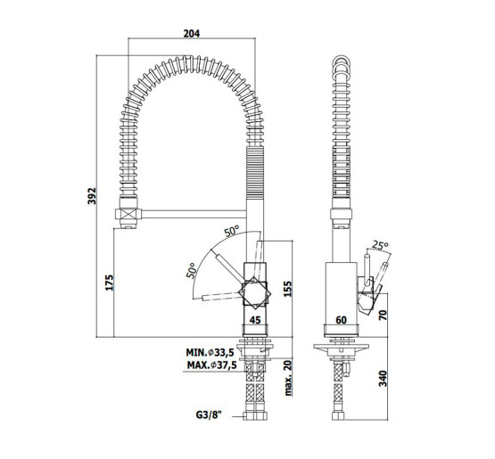Смеситель для кухни с поворотным изливом Paffoni Level (цвет – хром)