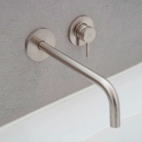 Змішувач для раковини настінний Paffoni Light (колір - сталь), вилив 178 мм