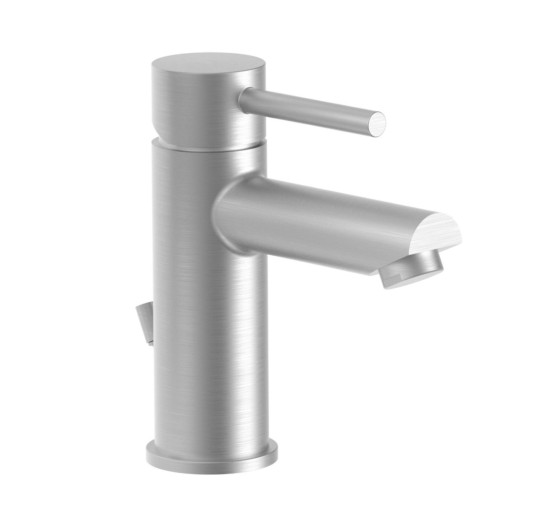 Змішувач для раковини Paffoni Stick Energy & Water Saving (колір - сталь), з донним клапаном