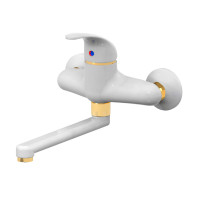 Змішувач для кухні настінний, вилив 200 мм Paffoni Nettuno due (колір - білий/золото)