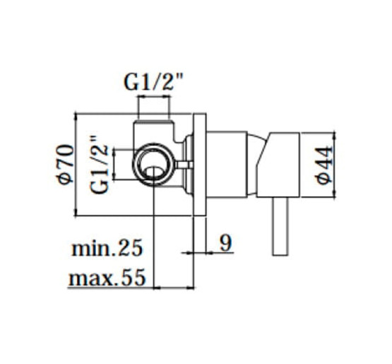 Змішувач для душу Paffoni Light (колір – сталь) ?70 мм