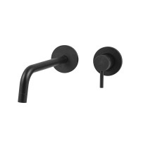 Змішувач для раковини настінний Paffoni Light (колір - чорний матовий), вилив 123 мм