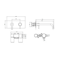 Змішувач для раковини настінний Paffoni Light (колір - сталь), вилив 245 мм