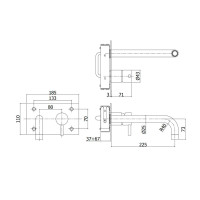 Змішувач для раковини настінний Paffoni Steel (колір - сталь), вилив 225 мм