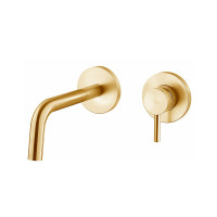 Змішувач для раковини настінний Paffoni Light (колір - матове золото), вилив 123 мм