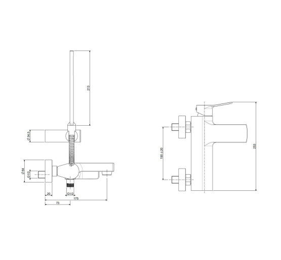 Смеситель для ванны Paffoni Tilt (цвет – черный матовый), с регулируемым душевым гарнитуром