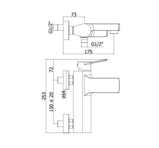 Смеситель для ванны Paffoni Tilt (цвет – черный матовый), с регулируемым душевым гарнитуром