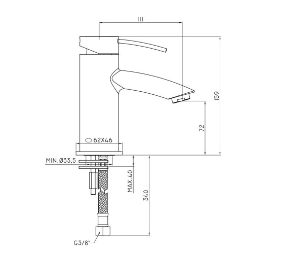 Змішувач для раковини Paffoni Berry (колір - хром), без донного клапана