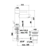Смеситель для раковины Paffoni Stick (цвет – сталь), с донным клапаном