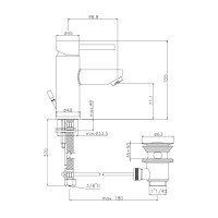 Смеситель для раковины Paffoni Stick (цвет – сталь), с донным клапаном