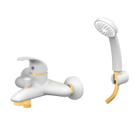 Змішувач для ванни Paffoni Nettuno due (колір - білий/золото), з фіксованим душовим гарнітуром