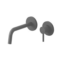 Смеситель для раковины настенный Paffoni Light (цвет - Mercury Grey), излив 123 мм.