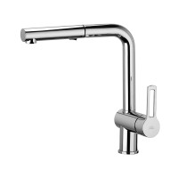 Змішувач для кухні Paffoni Ringo (колір – хром) з висувним зливом, 2 види струменя