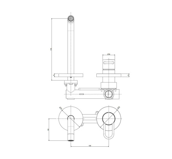 Змішувач для раковини настінний Paffoni Joker (колір - чорний матовий), вилив 178 мм