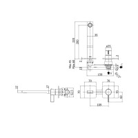 Змішувач для раковини настінний Paffoni Rock (колір - сталь), вилив 200 мм
