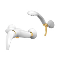 Смеситель для душа Paffoni Nettuno due (цвет – белый/золото), с душевым гарнитуром