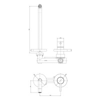 Змішувач для раковини настінний Paffoni Light (колір - матовий чорний нікель), вилив 248 мм