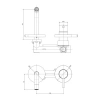 Змішувач для раковини настінний Paffoni Light (колір - Brushed Copper), вилив 123 мм