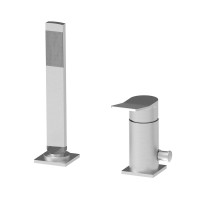 Змішувач на борт ванни, без виливу Paffoni Tilt (колір - сталь), з душовим гарнітуром