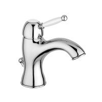 Змішувач для раковини Paffoni Giorgia (колір - хром/ручка біла), з донним клапаном