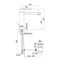 Смеситель для раковины Paffoni West (цвет – хром), с донным клапаном