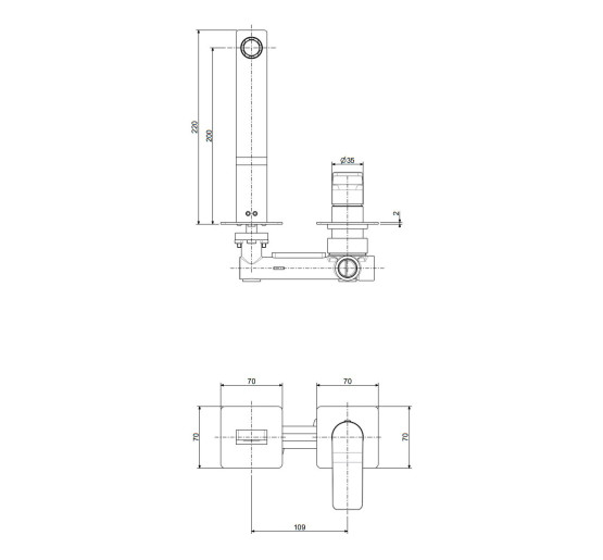 Смеситель для раковины настенный Paffoni Tilt (цвет – сталь), излив 200 мм.