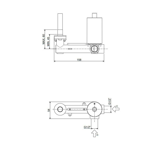 Смеситель для раковины настенный Paffoni Tilt (цвет – сталь), излив 200 мм.