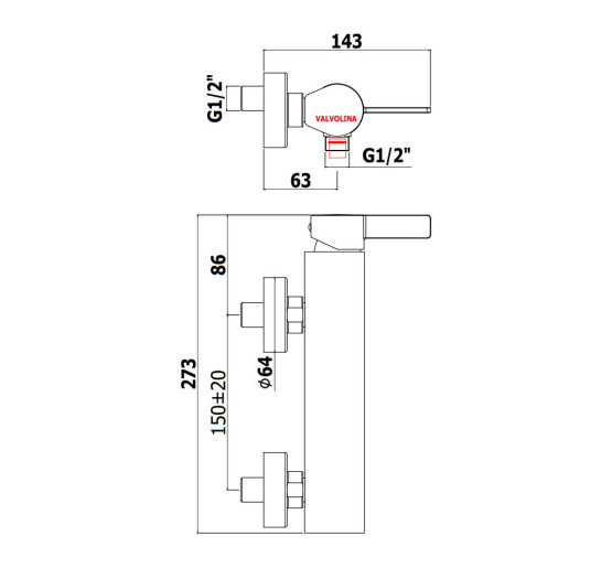 Змішувач для душу Paffoni Rock (колір – сталь)