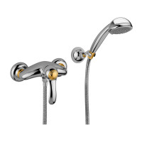 Смеситель для душа Paffoni Flavia (цвет – хром/золото), с регулируемым душевым гарнитуром