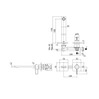 Змішувач для раковини настінний Paffoni Rock (колір - сталь), вилив 150 мм