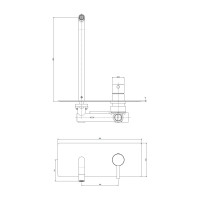 Змішувач для раковини настінний Paffoni Light (колір - Brushed Copper), вилив 248 мм