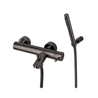 Змішувач для ванни Paffoni Light (колір - матовий чорний нікель), із регульованим душовим гарнітуром