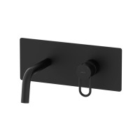 Змішувач для раковини настінний Paffoni Joker (колір - чорний матовий), вилив 123 мм