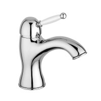 Змішувач для раковини Paffoni Giorgia (колір - хром/ручка біла), без донного клапана