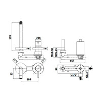 Змішувач для раковини настінний Paffoni Light (колір - Brushed Copper), вилив 178 мм