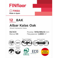 Ламінована підлога 8AK Albar Kalas Oak 12 1310х189х12 мм Finsa ІСПАНІЯ