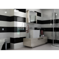 Плитка стінова Ceramika Color CCR36-1 Onda Black RECT 250x750x9