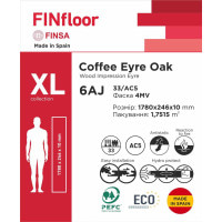 Ламінована підлога 6AJ Coffee Eyre Oak XL 1780х246х10 мм Finsa ІСПАНІЯ